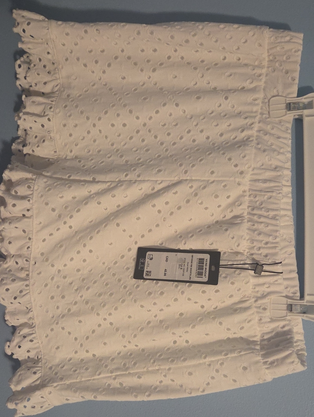 White Eyelet Ruffle Shorts - Women's